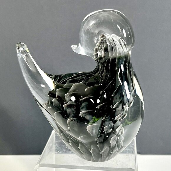 FM‎ Ronneby Konstglas Art Glass Bird Paperweight Fumato Glass Sweden - Picture 2 of 12